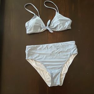 Splendid pale blue tie front bikini, M
